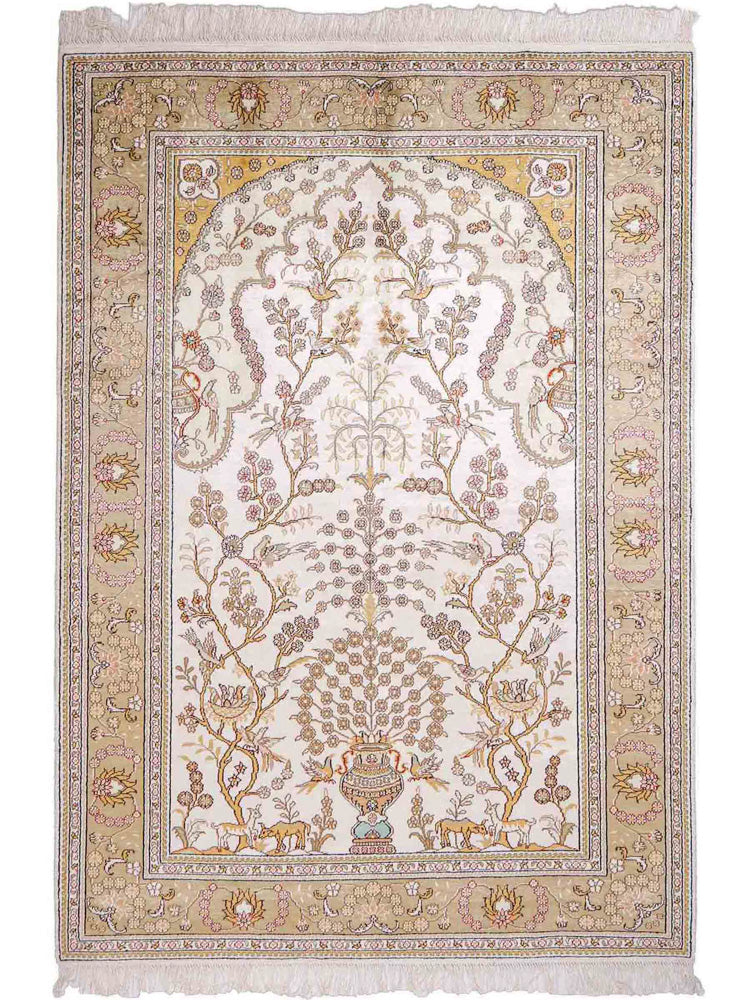 中国シルク 絨毯 183x124cm - オリエンタル絨毯