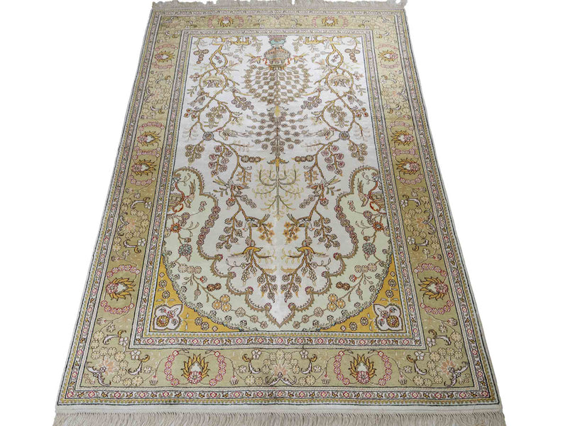 中国シルク 絨毯 183x124cm - オリエンタル絨毯