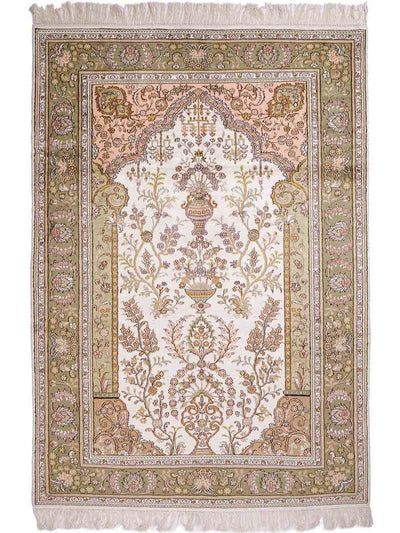 中国シルク 絨毯 123x181cm - オリエンタル絨毯