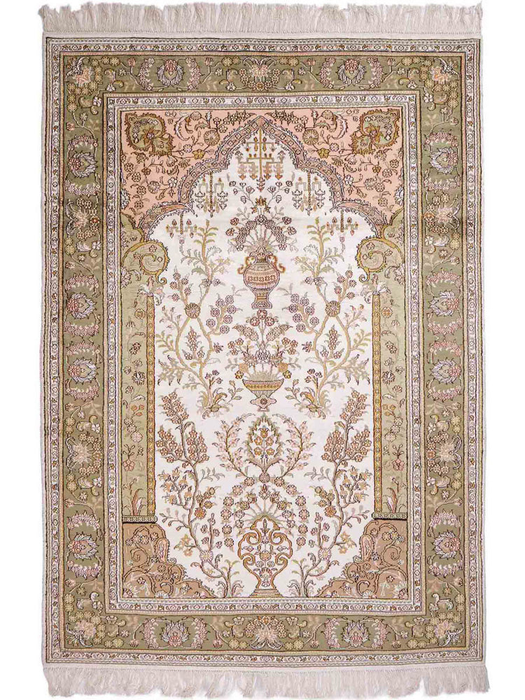 中国シルク 絨毯 181x123cm - オリエンタル絨毯
