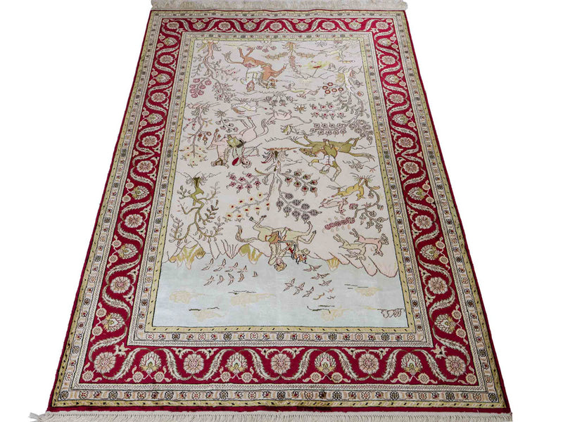 中国シルク 絨毯 183x125cm - オリエンタル絨毯