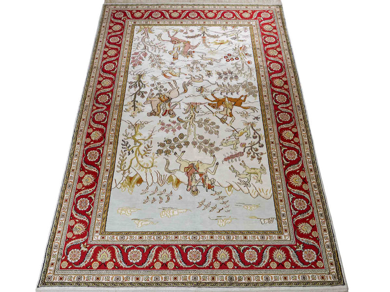 中国シルク 絨毯 184x125cm - オリエンタル絨毯