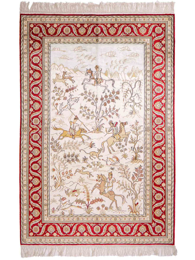 中国シルク 絨毯 183x124cm - オリエンタル絨毯