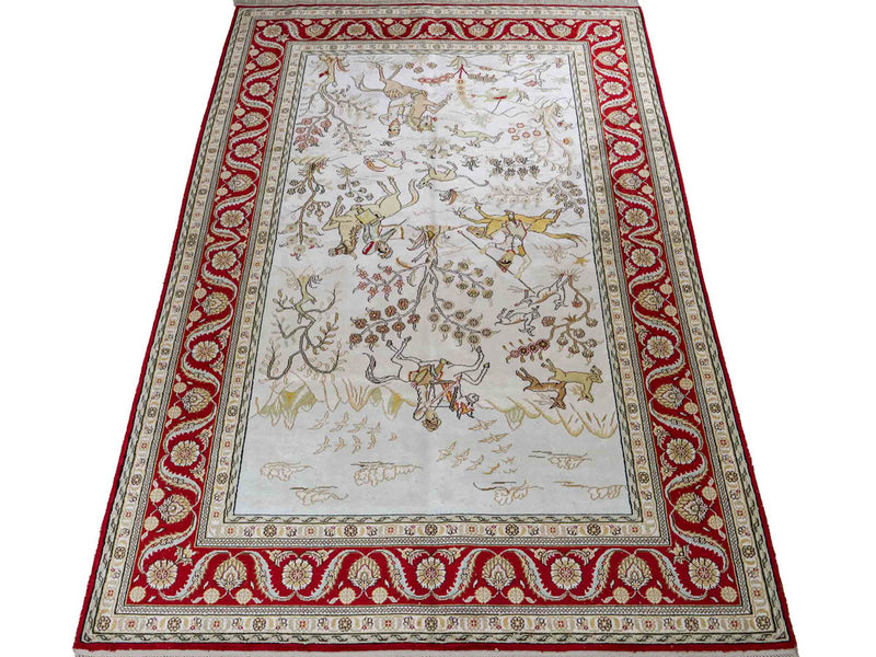 中国シルク 絨毯 183x124cm - オリエンタル絨毯