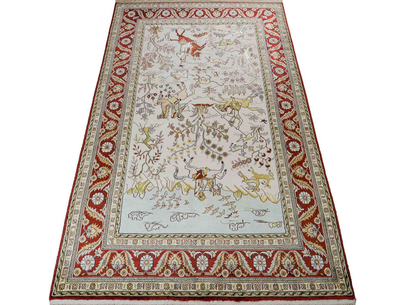 中国シルク 絨毯 193x121cm - オリエンタル絨毯