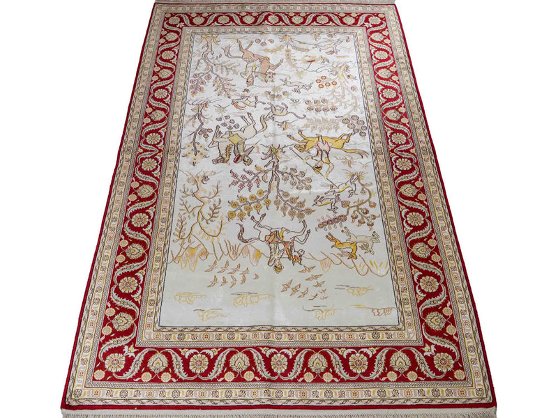 中国シルク 絨毯 185x127cm - オリエンタル絨毯