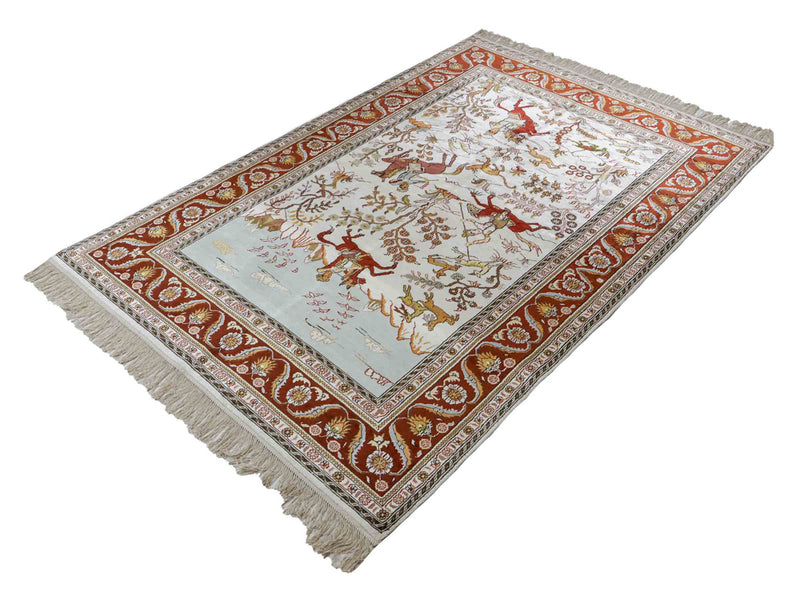 中国シルク 絨毯 184x125cm - オリエンタル絨毯