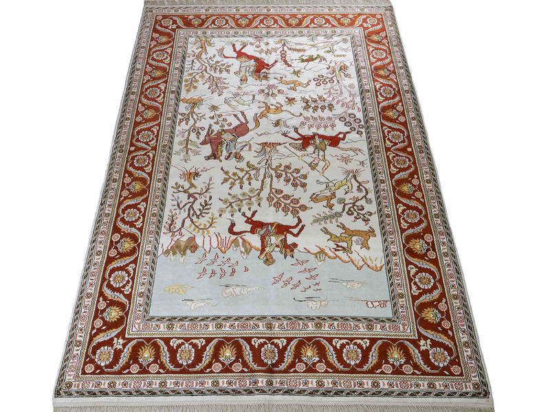 中国シルク 絨毯 184x125cm - オリエンタル絨毯