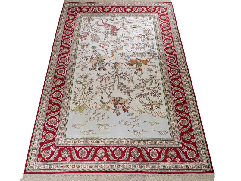 中国シルク 絨毯 180x124cm - オリエンタル絨毯