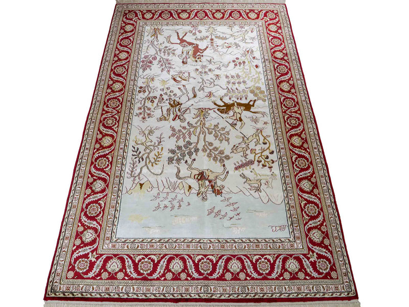 中国シルク 絨毯 185x124cm - オリエンタル絨毯