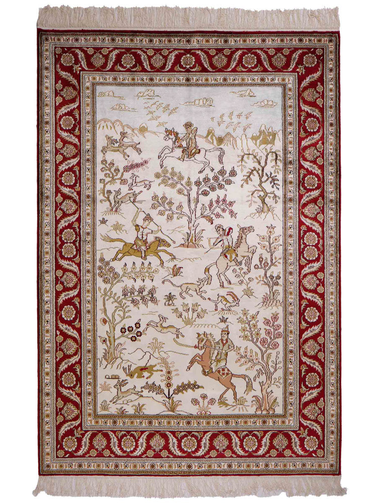 中国シルク 絨毯 183x126cm - オリエンタル絨毯