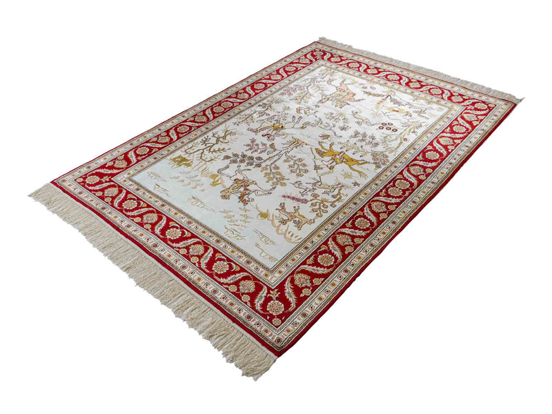 中国シルク 絨毯 183x126cm - オリエンタル絨毯