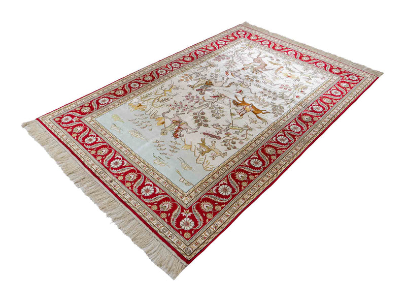中国シルク 絨毯 185x126cm - オリエンタル絨毯