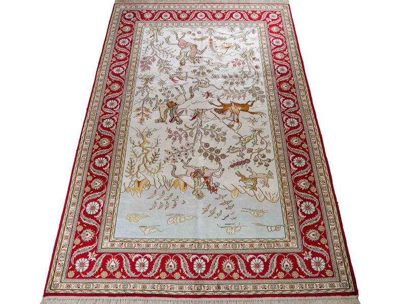 中国シルク 絨毯 185x126cm - オリエンタル絨毯