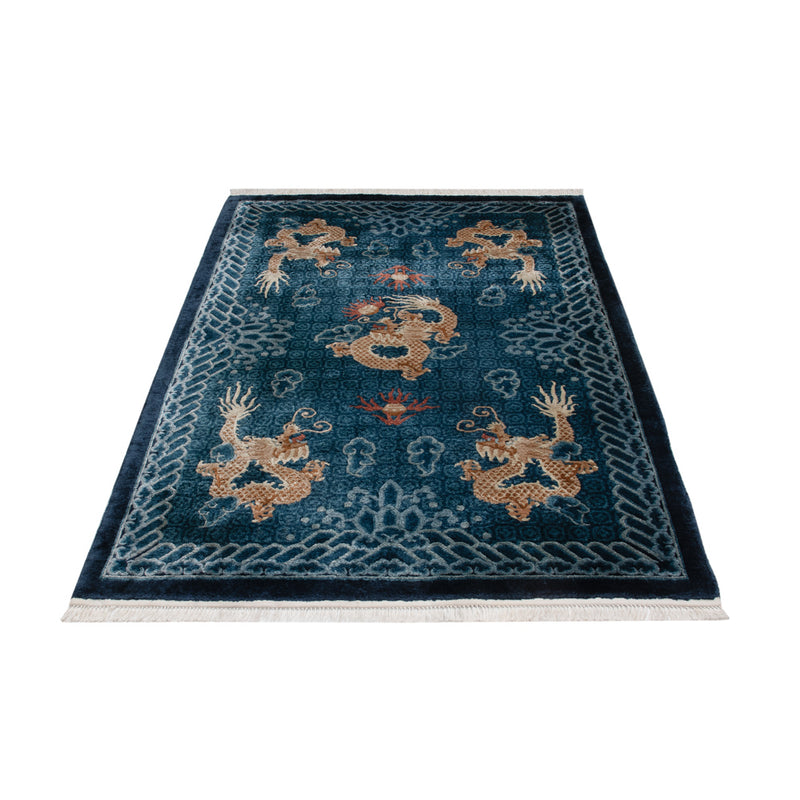 中国シルク 絨毯 187x123cm - オリエンタル絨毯