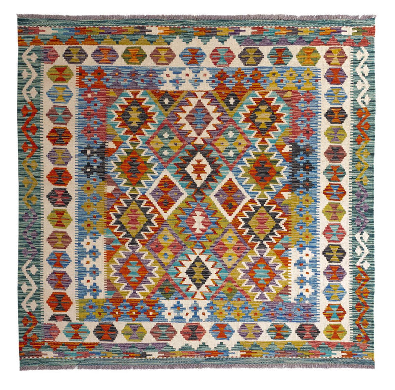 キリム マイメネ 絨毯 154x154cm - ウールラグ