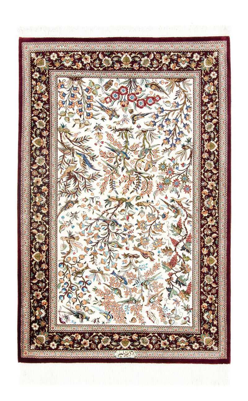 ゴム - シルク 絨毯 123x80cm - ペルシャ絨毯
