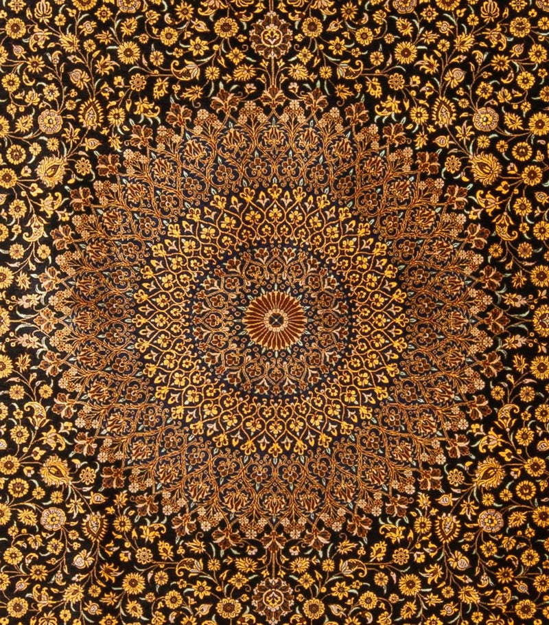 ゴム - シルク 絨毯 353x242cm - ペルシャ絨毯