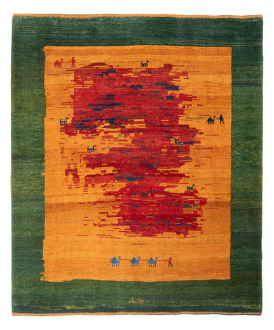 ペルシャギャベ 絨毯 200x227cm - ペルシャウールラグ