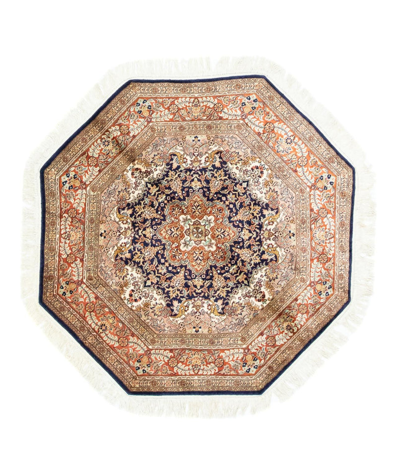 カシミールシルク 絨毯 127x125cm - オリエンタル絨毯