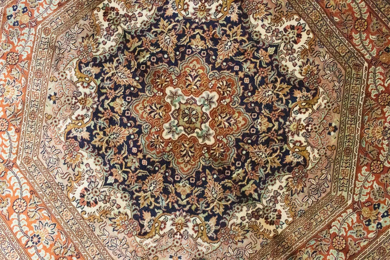 カシミールシルク 絨毯 127x125cm - オリエンタル絨毯
