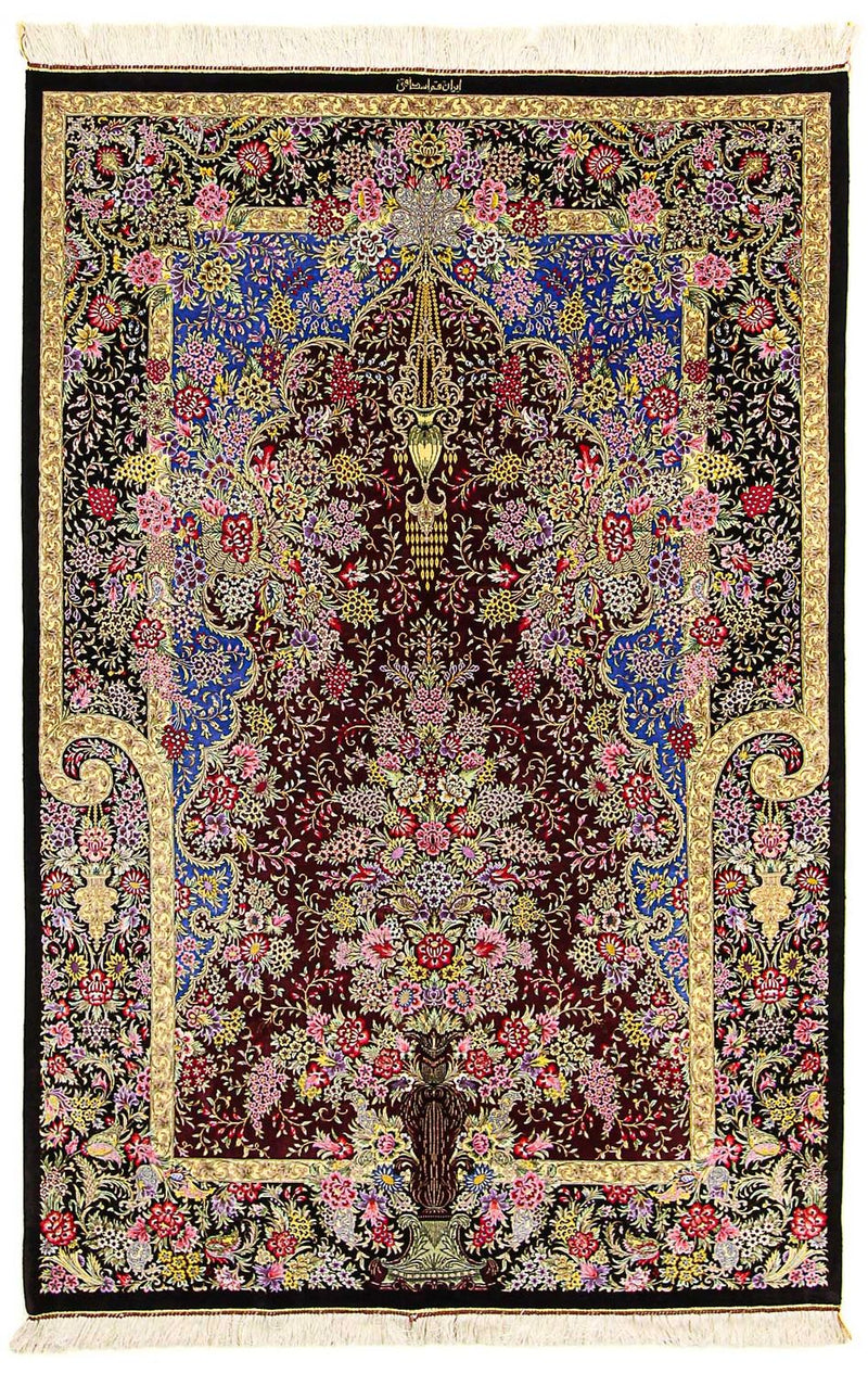 ゴム - シルク 絨毯 197x128cm - ペルシャ絨毯