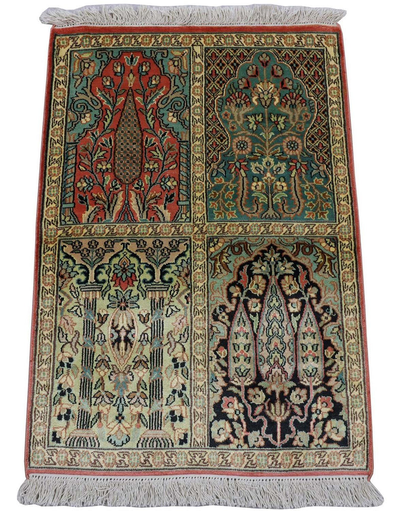 カシミールシルク 絨毯 88x63cm - オリエンタル絨毯