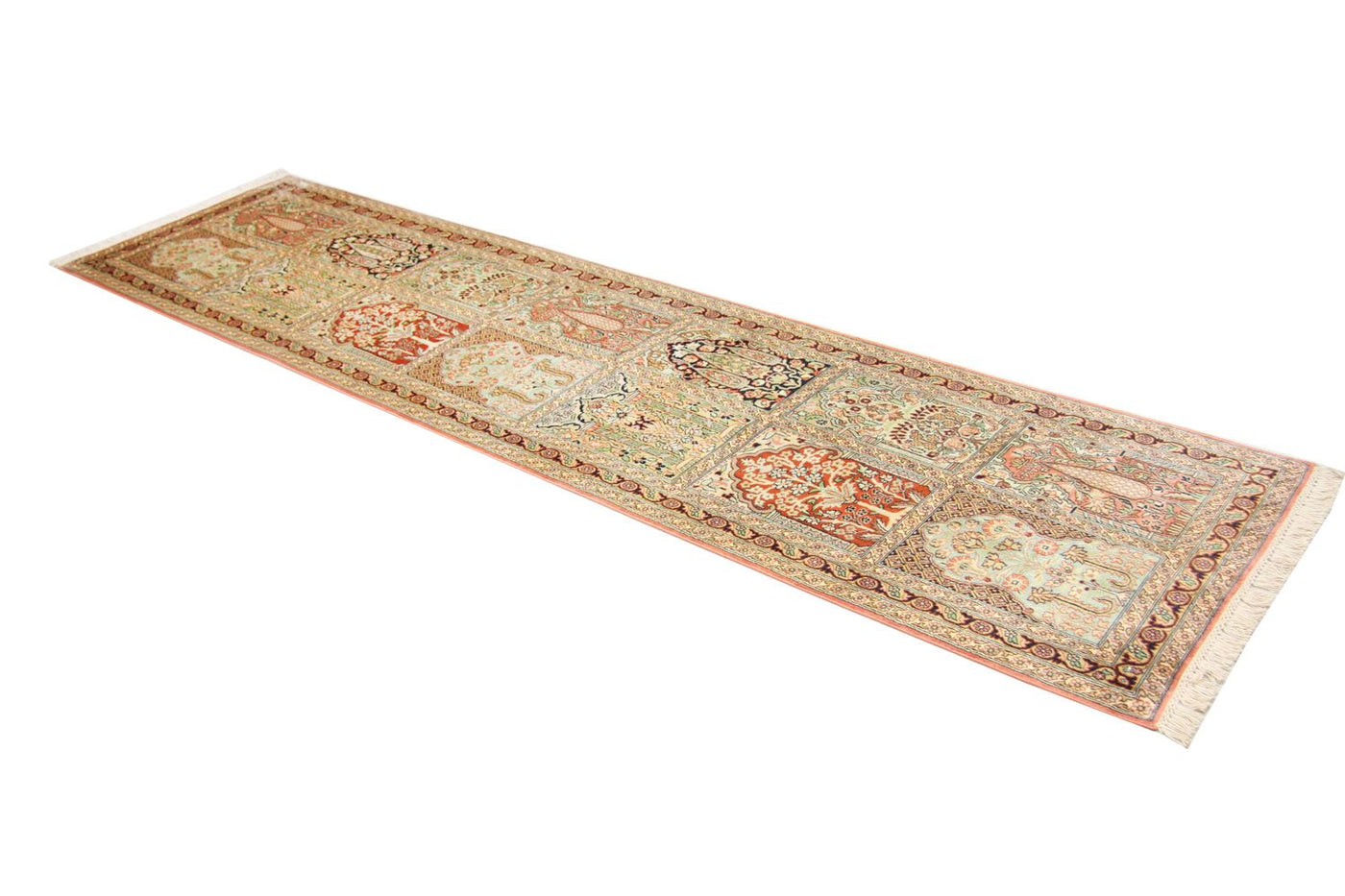 カシミールシルク 絨毯 305x79cm - オリエンタル絨毯