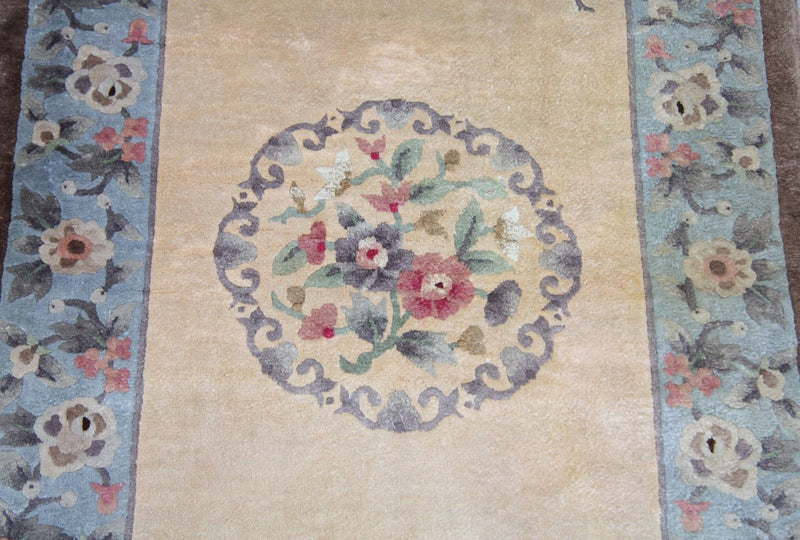 中国シルク 絨毯 136x70cm - オリエンタル絨毯