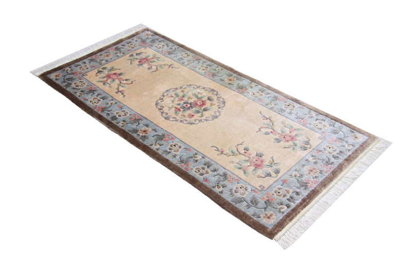 中国シルク 絨毯 136x70cm - オリエンタル絨毯