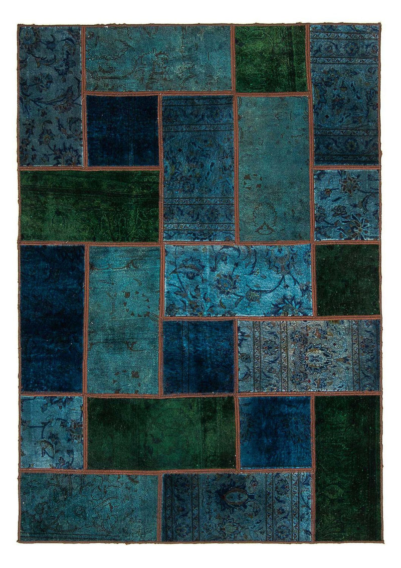 パッチワーク絨毯 207x143cm - ペルシャウールラグ