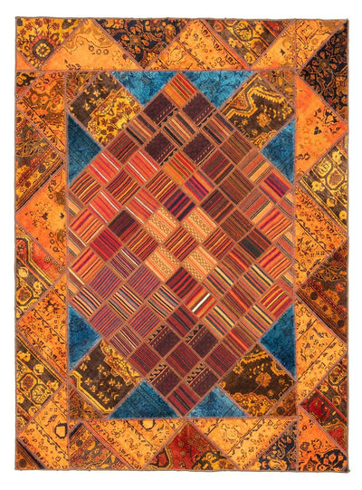 パッチワーク絨毯 176x234cm - ペルシャウールラグ