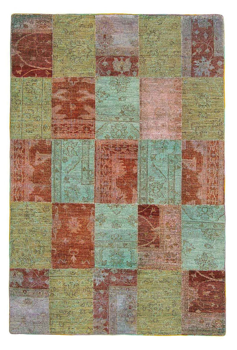 パッチワーク絨毯 223x150cm - ウールラグ