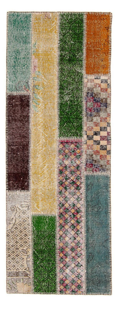 パッチワーク絨毯 80x202cm - ウールラグ
